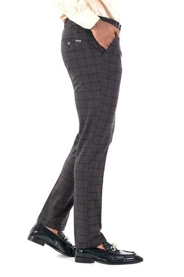 Incredible Offers CP81 I BARABAS PLAID PANTS SLIM FIT I WINE-BROWN