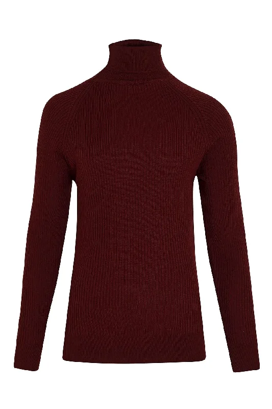 The Best Prices Slim Fit Patterned Burgundy Turtleneck Sweater