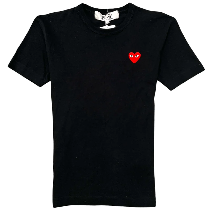 Men's Embroidered Heart T-Shirt Black Size M