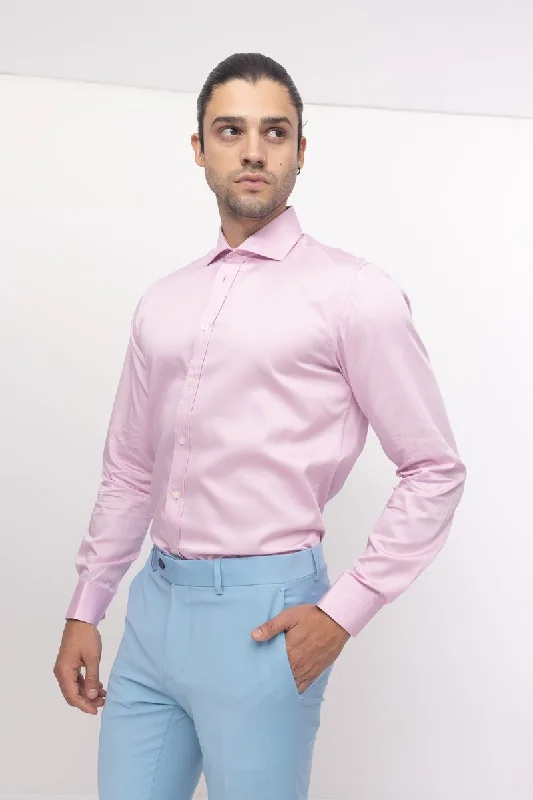 Weekend Discounts to Indulge In Spread Collar Dress Shirt- Pink