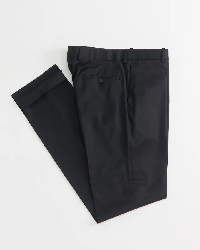 'Cade' Super 100S Black Wool Pants