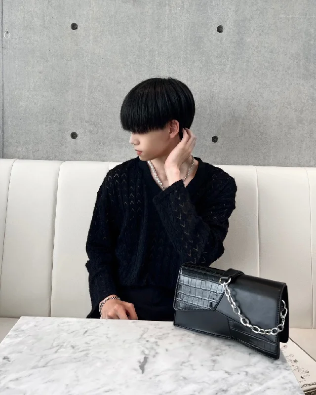 Reduced Price [luxe__05] Korean V-neck design long-sleeved T-shirt NA619