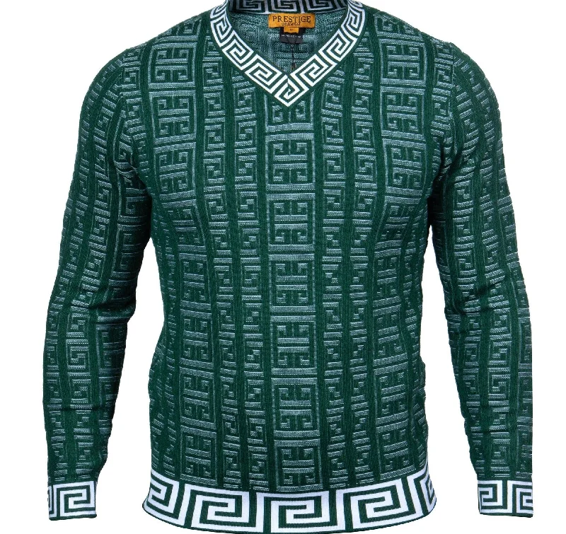 Overstock Prestige SW-460 Greek Textured Sweater Green