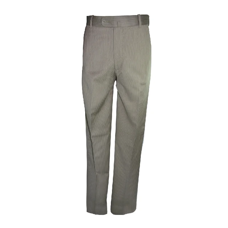 Laguna Flat Front Trouser - Tan with orange stripe