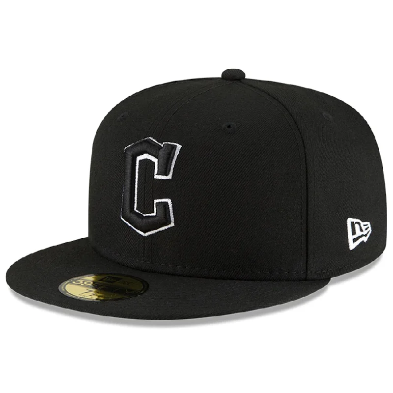 Inventory Reduction CLEAVLAND GUARDIANS NEW ERA BASIC COLLECTION BLACK OUTLINE FITTED 59FIFTY-BLACK AND WHITE