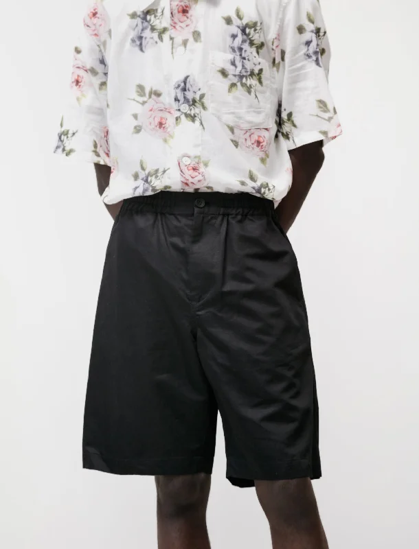 Act Fast Relaxed Shorts Cotton Linen Silk Black