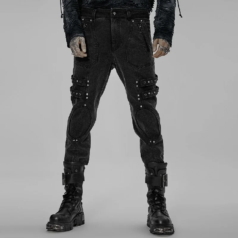 Must-Have Deals Men's Punk Patch Splice Distressed Pants