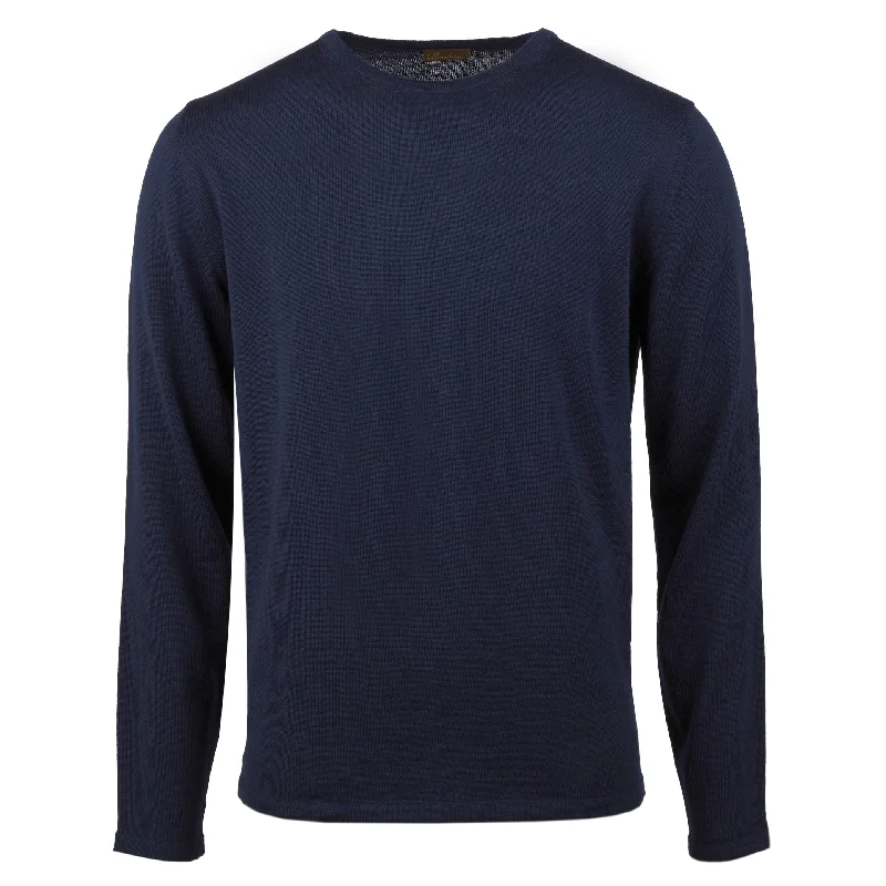 Inventory Reduction Navy Merino Crew Neck Sweater - Stenstroms