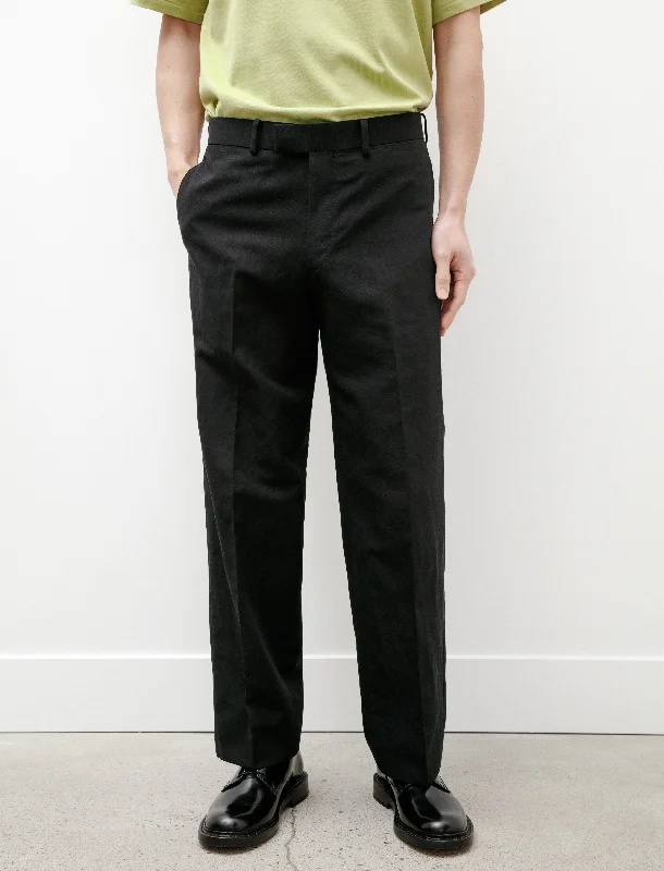 Lowest Rates Hard Twist Linen Chino Slacks Black