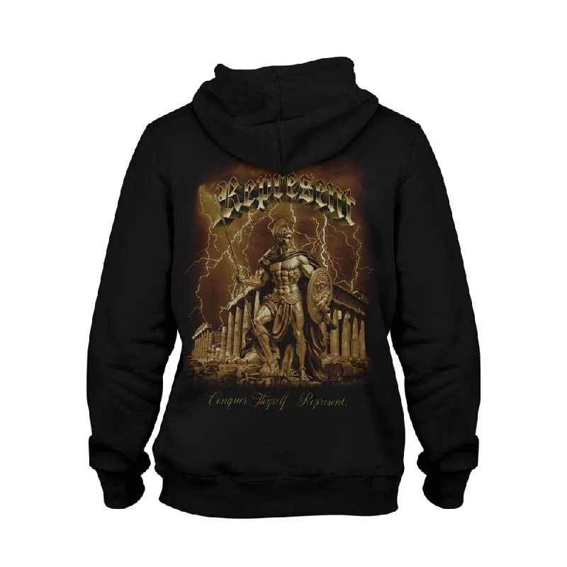 Conquer Thyself Pullover Hoodie [BLACK] STONE COLLECTION