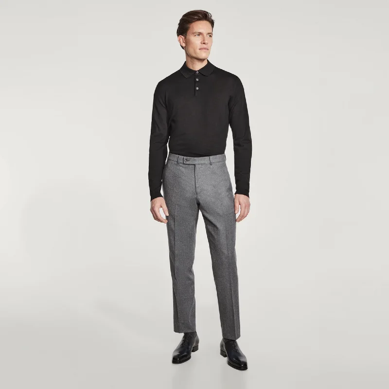 Take Advantage Gray Flannel Wool Modern Fit Yardley Flat Front Trousers - Jack Victor