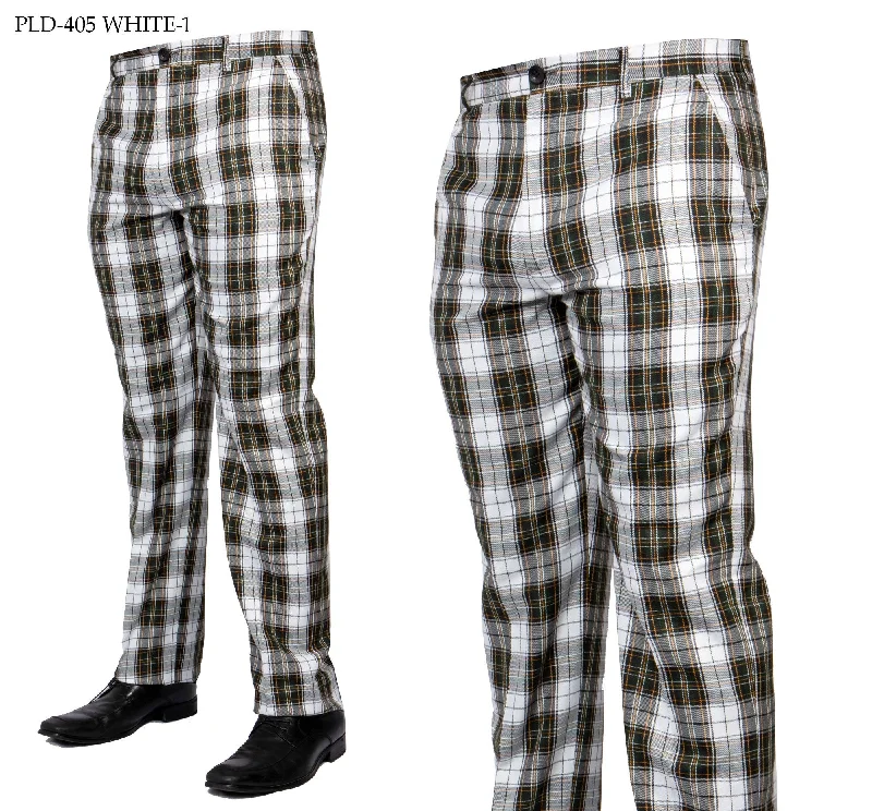 Extra Discount PLD-405 I PRESTIGE PLAID PANTS I WHITE-1