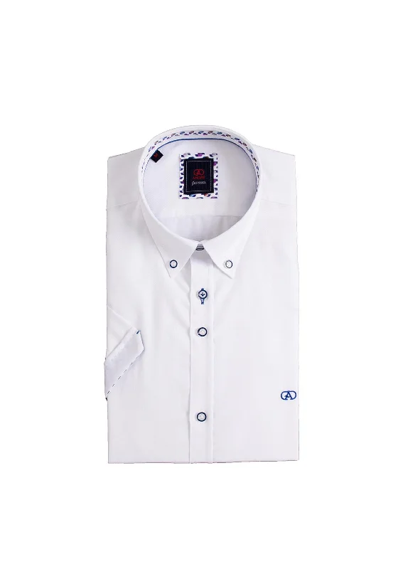 Price Reduction Andre Baggot Plain Short Sleeve Shirt, White