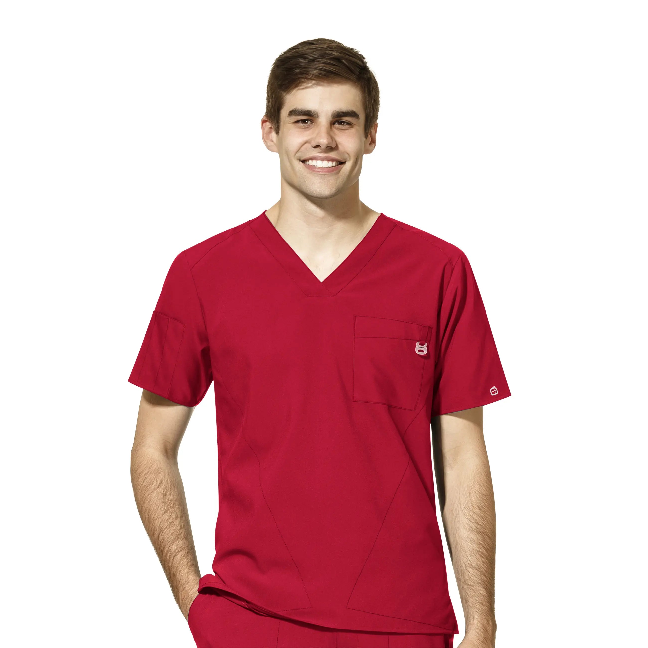 Wink Men's W123 V-Neck Scrub Top - Red