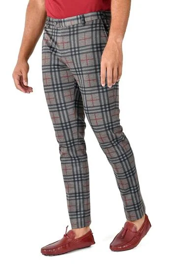 Super Deal CP123 I BARABAS PLAID PANTS SLIM FIT I NATURAL-RED
