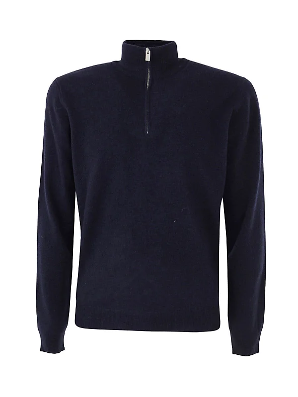 Deal Zone Luxury Black Royal Merino Quarter Zip - FILIPPO DE LAURENTIIS