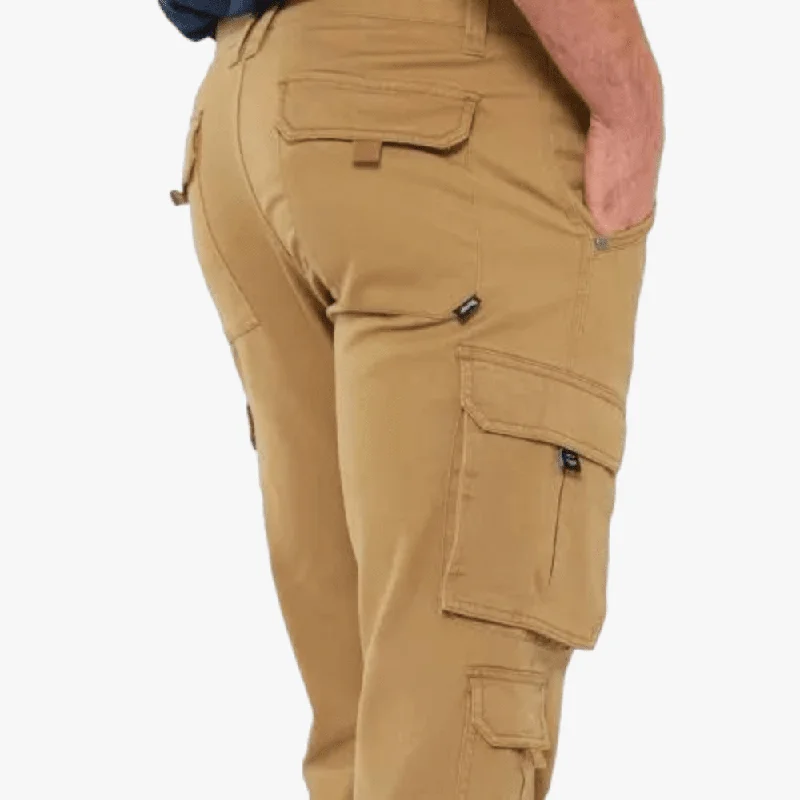 Jeep Mens Bolt Fixed Waistband Twill Cargo Pants Tan