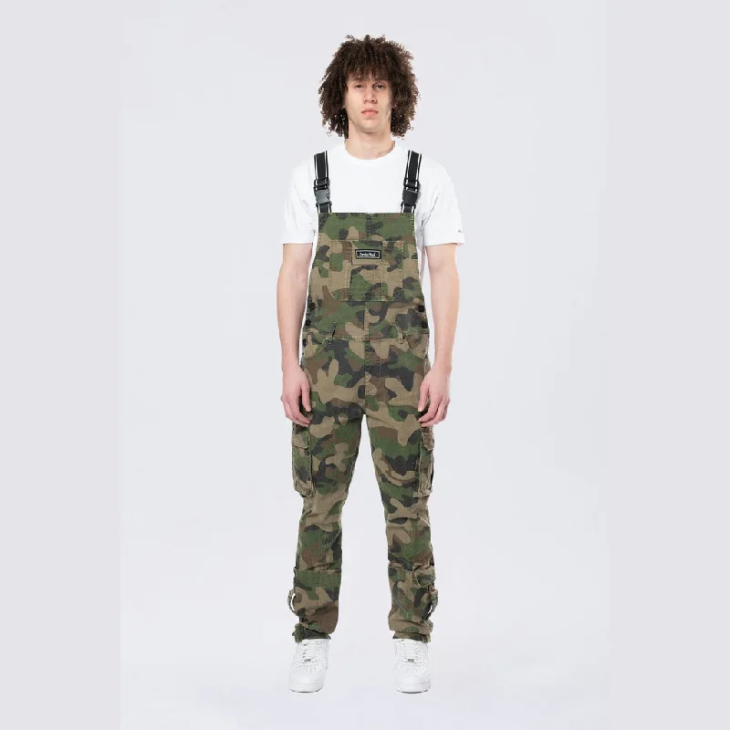 Price Blitz Tapered Cargo Strap Canvas Overalls - Wood Camo