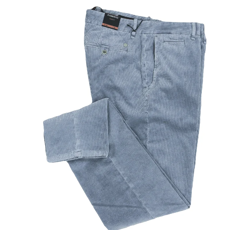 Today Only Steel Blue Corduroy Lou Regular Fit Chino Pants - ALBERTO