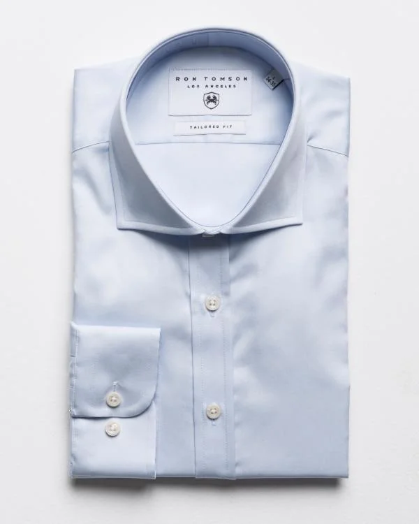 Fantastic Offers Spread Collar Fitted Dress Shirt - Light Blue
