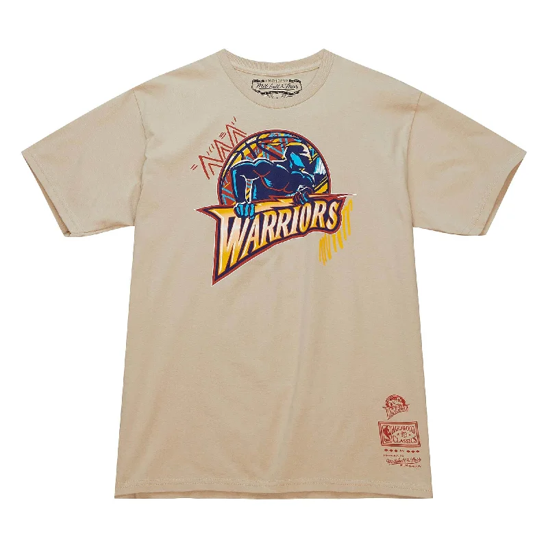New Deals Mitchel & Ness Golden State Warriors Game Day Pattern T-Shirt
