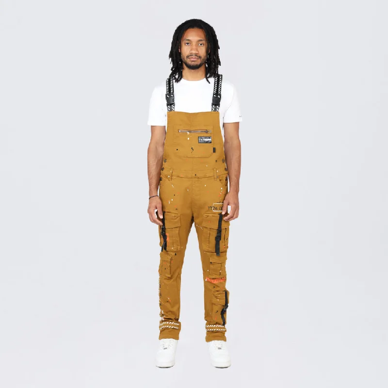 Exclusive Preview Slim Tapered Utility Twill Overalls - Wheat
