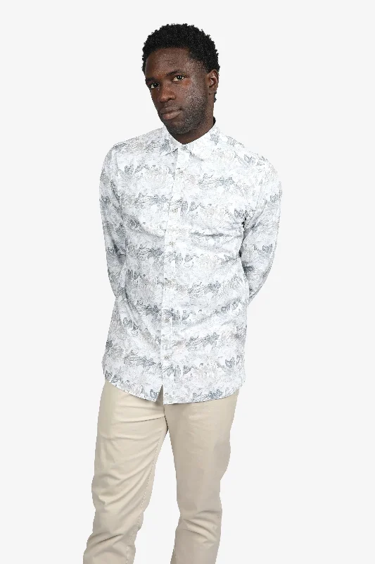 Best Bargains Faded Floral Khaki Cotton Poplin Shirt
