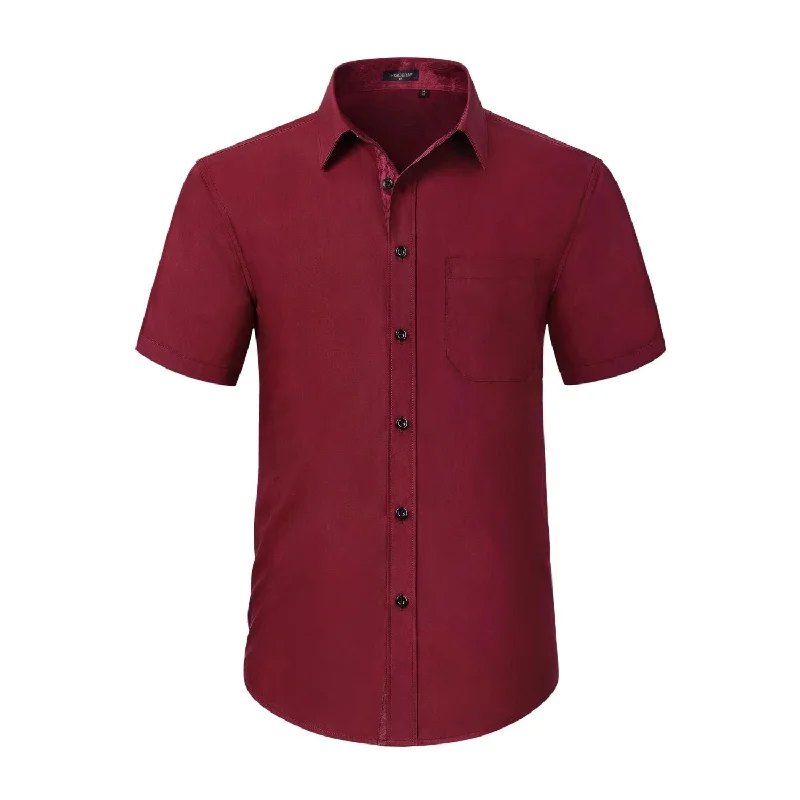 Exclusive Deal Men's Short Sleeve Shirt with Pocket - B1-RED2