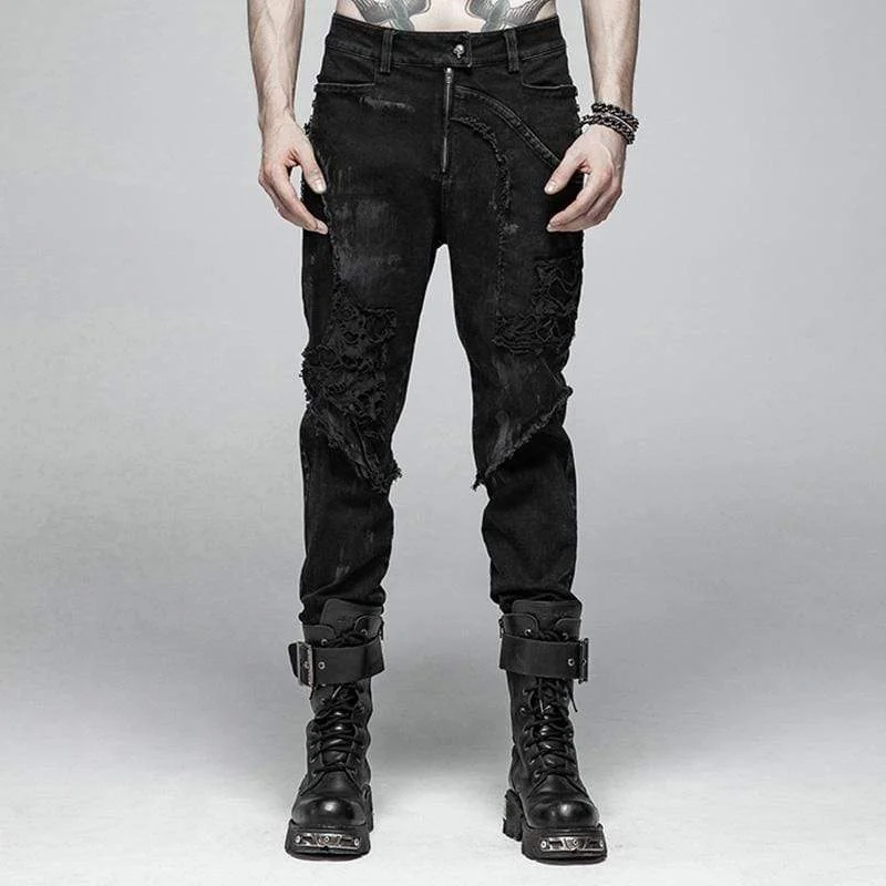 Unmissable Offer Men's Punk Ripped Denim Pants