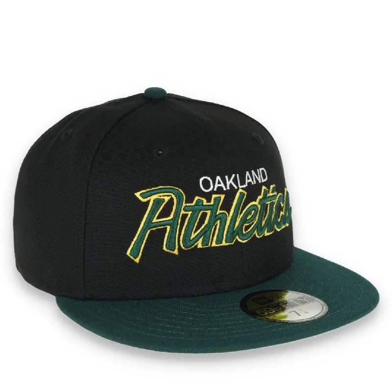 Price Buster New Era 59Fifty Oakland Athletics SCRIPT CAP- BLK/GRN