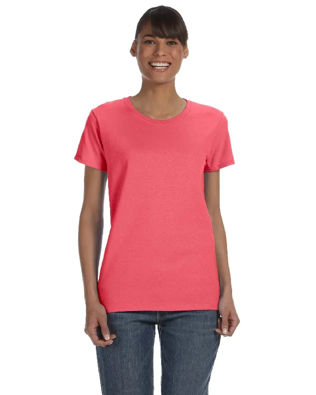 Gildan Ladies Lightweight 100% Cotton T-Shirt | Coral Silk