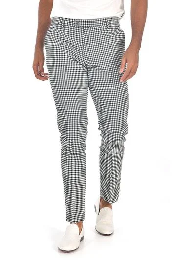 Big Savings CP92 I BARABAS PLAID PANTS SLIM FIT I BLACK -WHITE