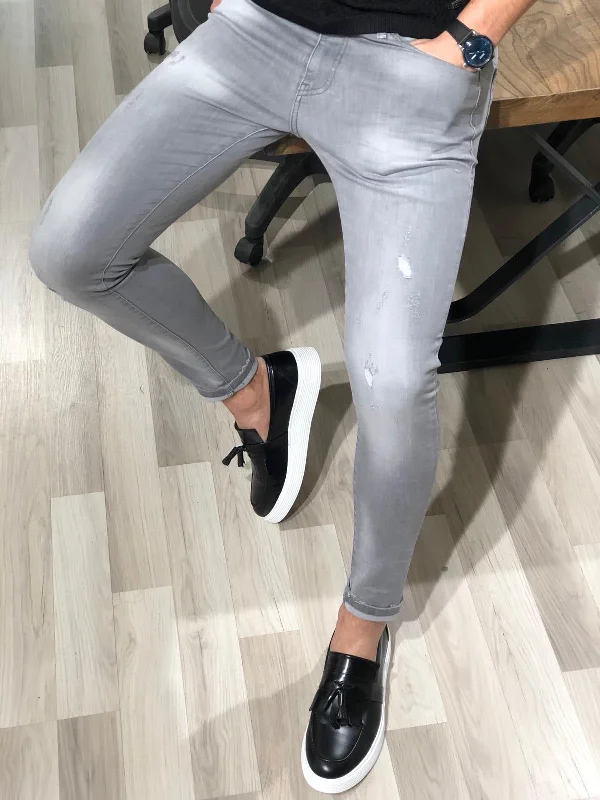 Price Drop Destination Ripped Gray Jeans: Versatile Slim Fit Wear for Every Occasion