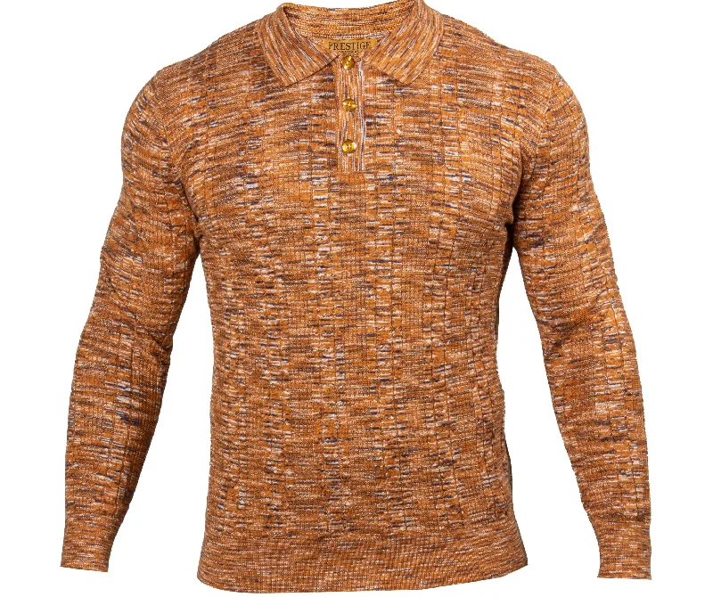 Weekend Deals That Sizzle Prestige SW-515  L/S 3 Button Polo Cable Sweater Gold