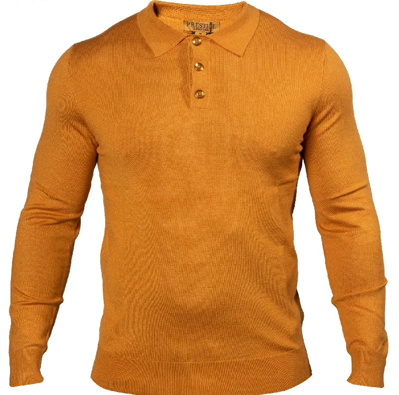 Fantastic Offers Prestige MCS-290 Long Sleeve 3 Buttons Polo Gold