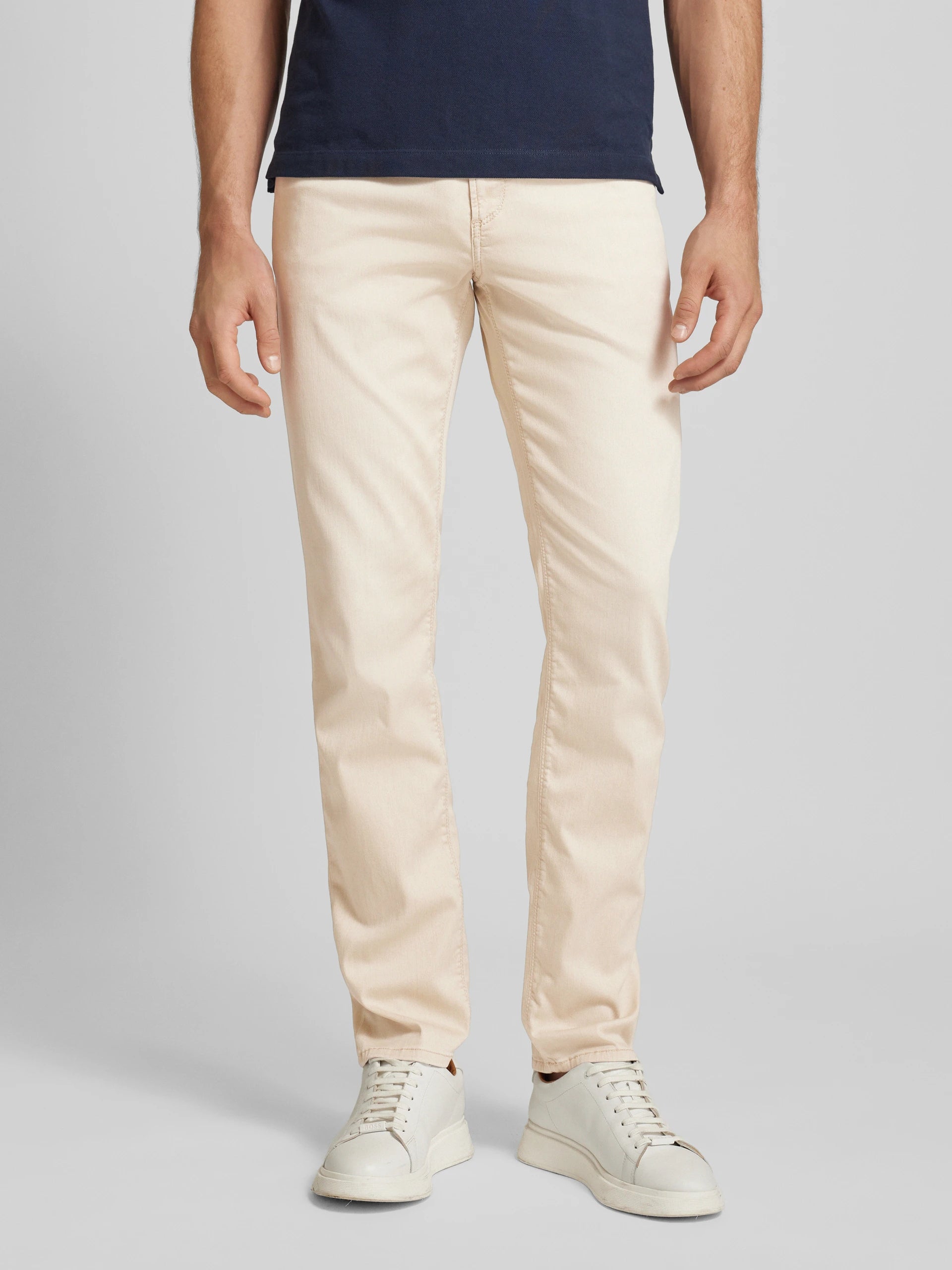 Light Beige Tencel-Cotton Regular Fit (Pipe) Jeans - ALBERTO