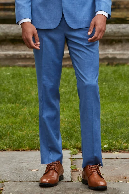 Special Discount "Sharkskin" Marine Blue Plain Front Pants