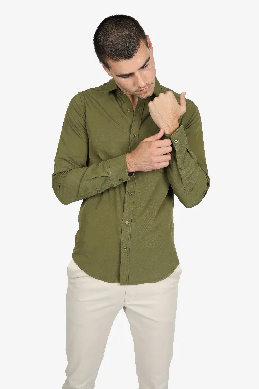 Olive Peached Tencel Shirt