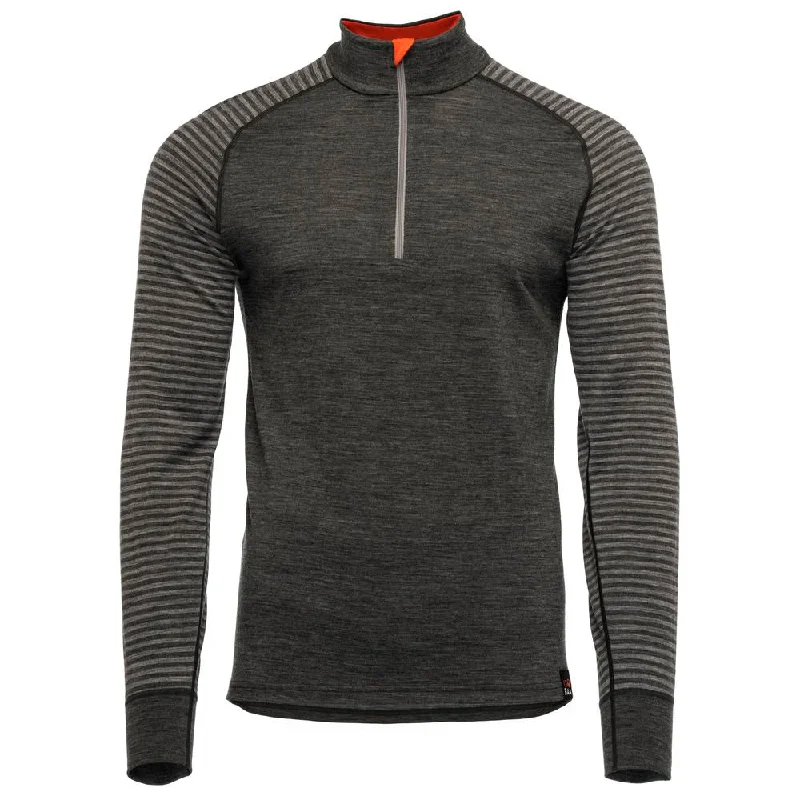 Mens Merino 200 Long Sleeve Zip Neck (Stripe Smoke/Charcoal)