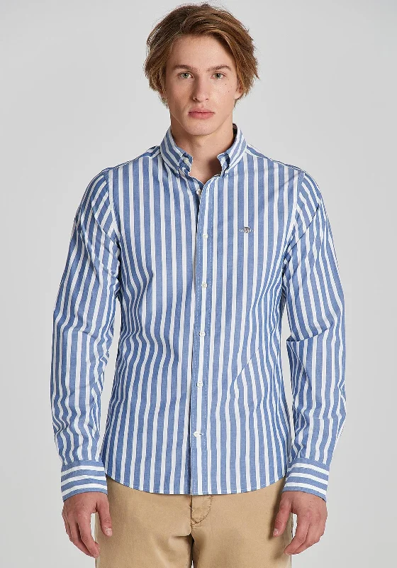 Gant Slim Poplin Stripe Shirt, College Blue