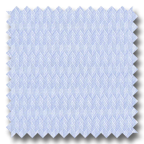 Don't Wait Light Blue Solid Fancy Herringbone - Custom Dress Shirt