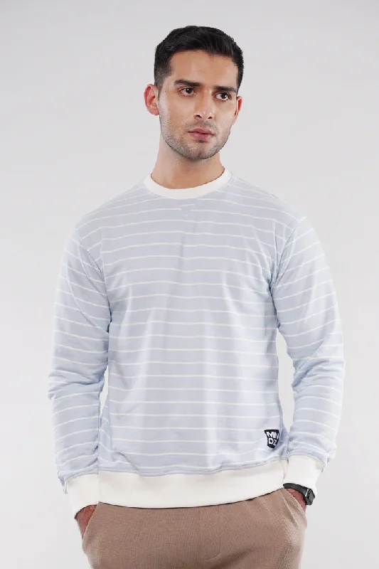 Fantastic Offers Striped Terry Sweatshirt - Sky Blue