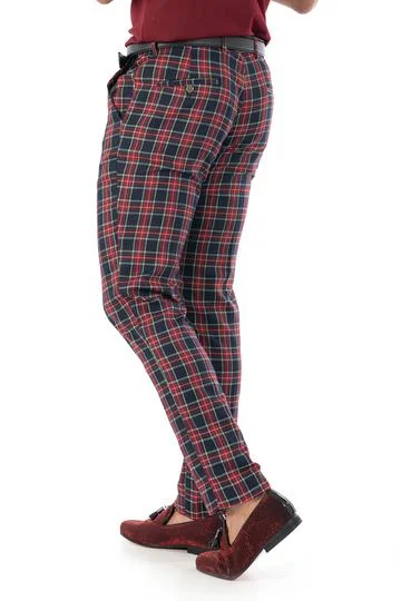 Online Specials CP67 I BARABAS PLAID PANTS SLIM FIT I NAVY-RD