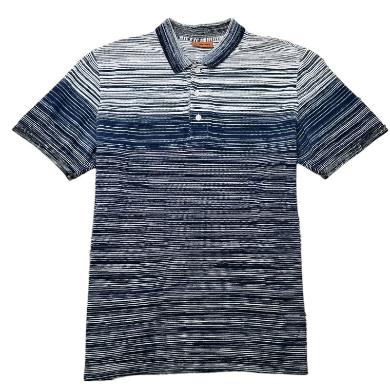 Price Slash Men's Space-Dyed Stripe Polo Shirt Blue Size XL