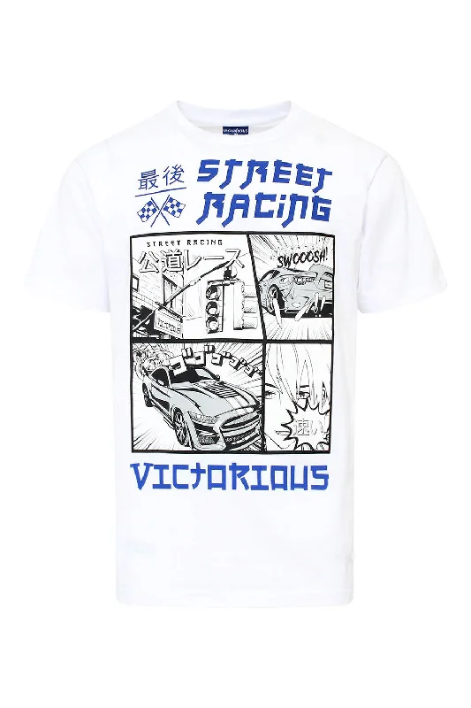 Men's Rubber Print Street Racing Graphic T-Shirt