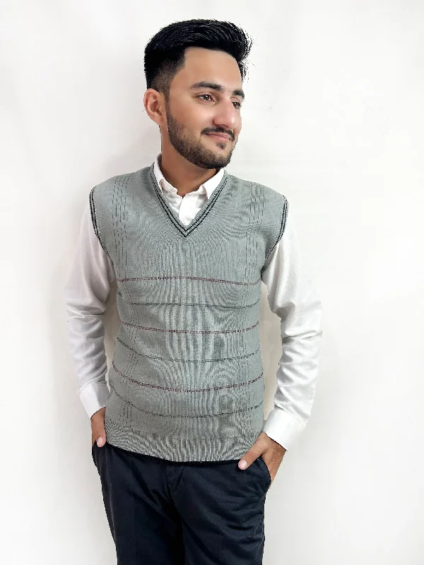 Light Grey Sleeveless Sweater for Men MSW30