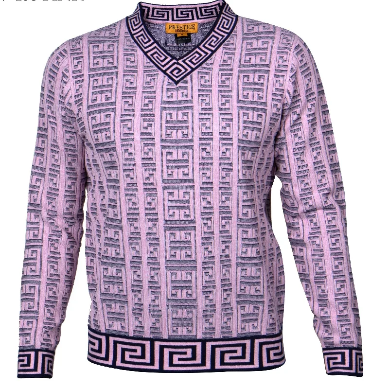 Super Savings Prestige SW-460 Greek Textured Sweater Pink