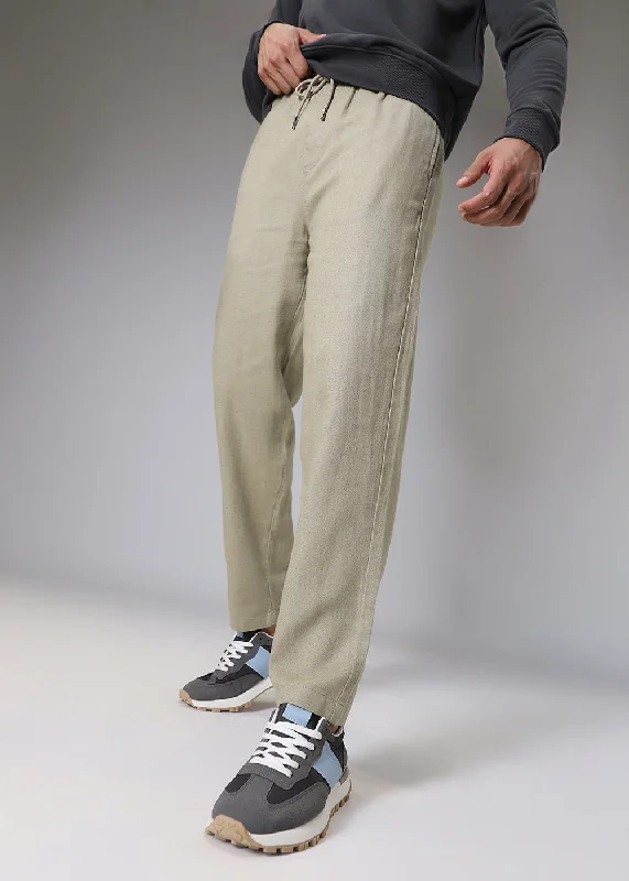 Olive Drawstring Linen Pant