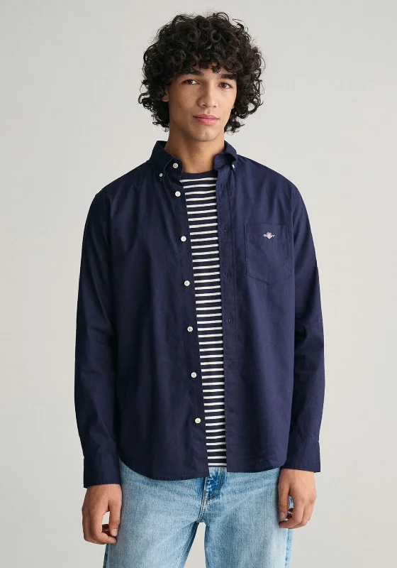 Gant Cotton Linen Shirt, Evening Blue