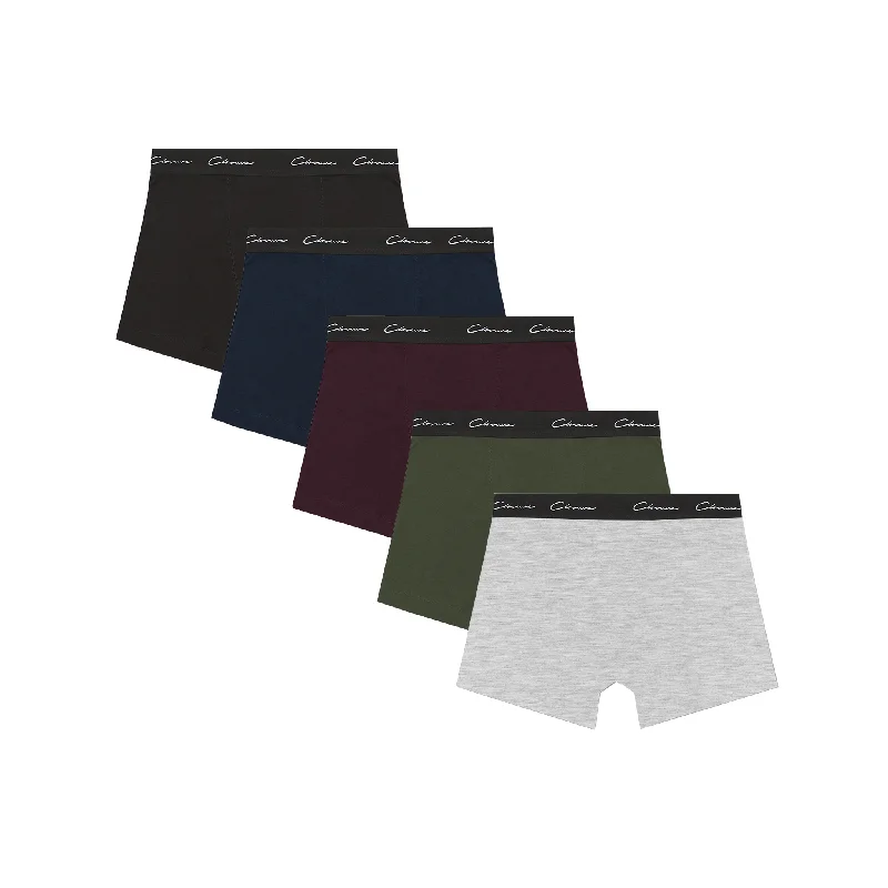 Weekend Specials to Savor 5-Pack Classic Signature Boxers | Black/Navy/Burgundy/Khaki/Grey